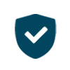 Icon: shield with check mark, symbol for security