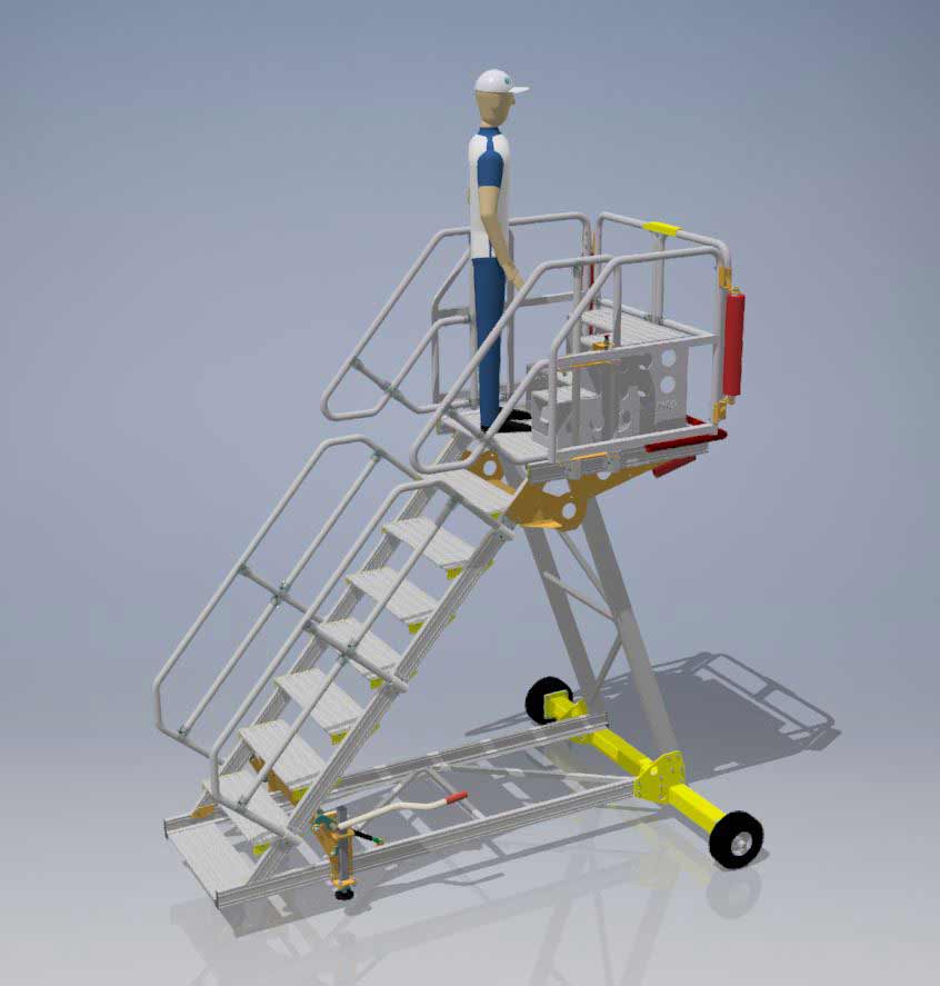 Engineers Maintenance Access Platform Hangar H2.25m x L1.0m x W1.0m - 9 Steps - No XC