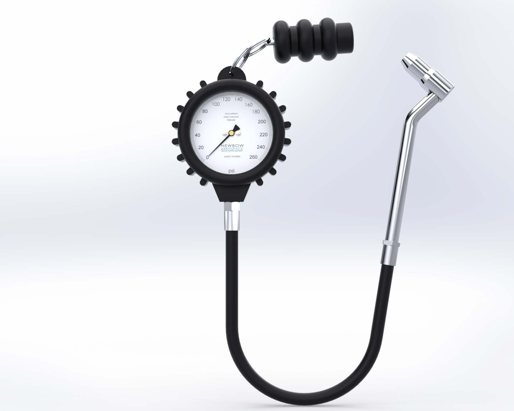 Tyre Pressure Gauge 0-200psi 8v - 45 Degree Angled Adapter