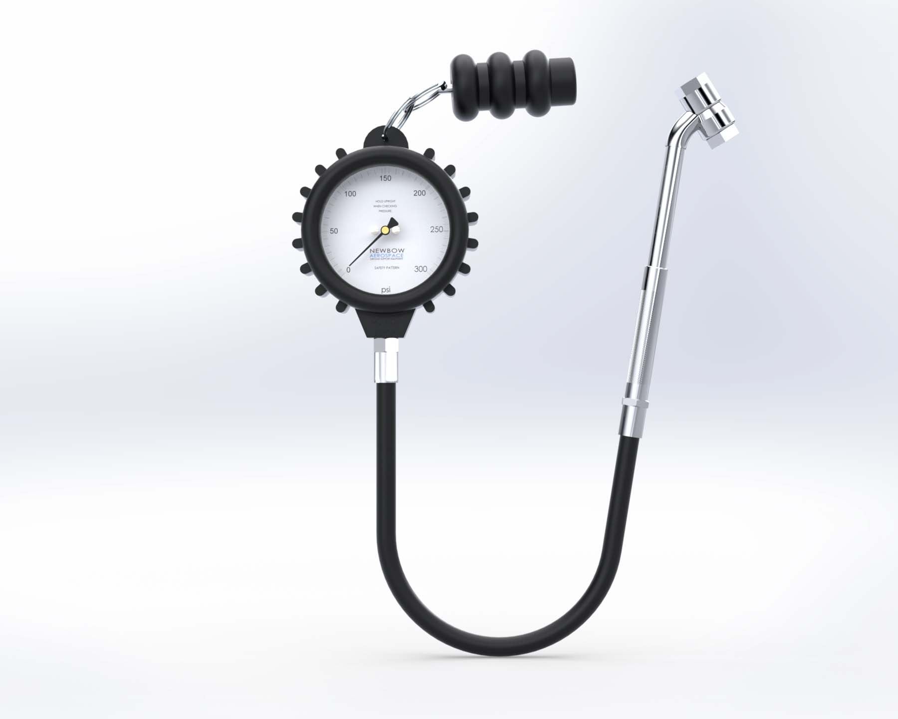Tyre Pressure Gauge 0-300psi 8v - Push-Pull Adapter