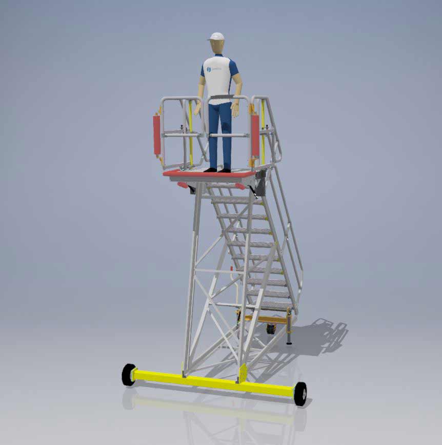 Engineers Maintenance Access Platform Hangar H3.0m x L1.0m x W1.0m - 12 Steps - No XC