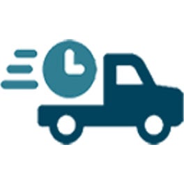 Icon: truck with clock, symbol for fast delivery