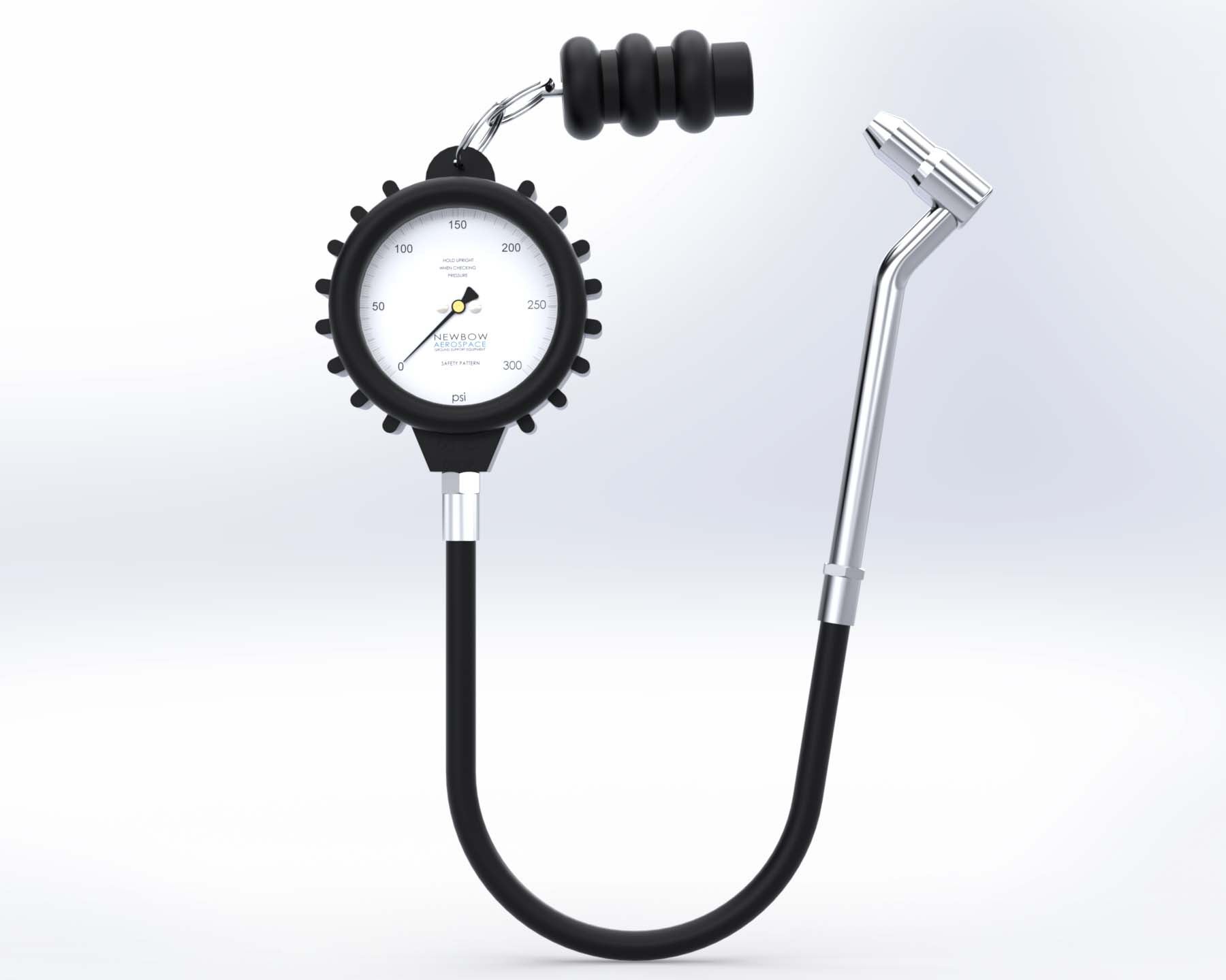 Tyre Pressure Gauge 0-300psi 8v - 45 Degree Angled Adapter