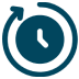 Icon: clock with arrow, symbol for saving time