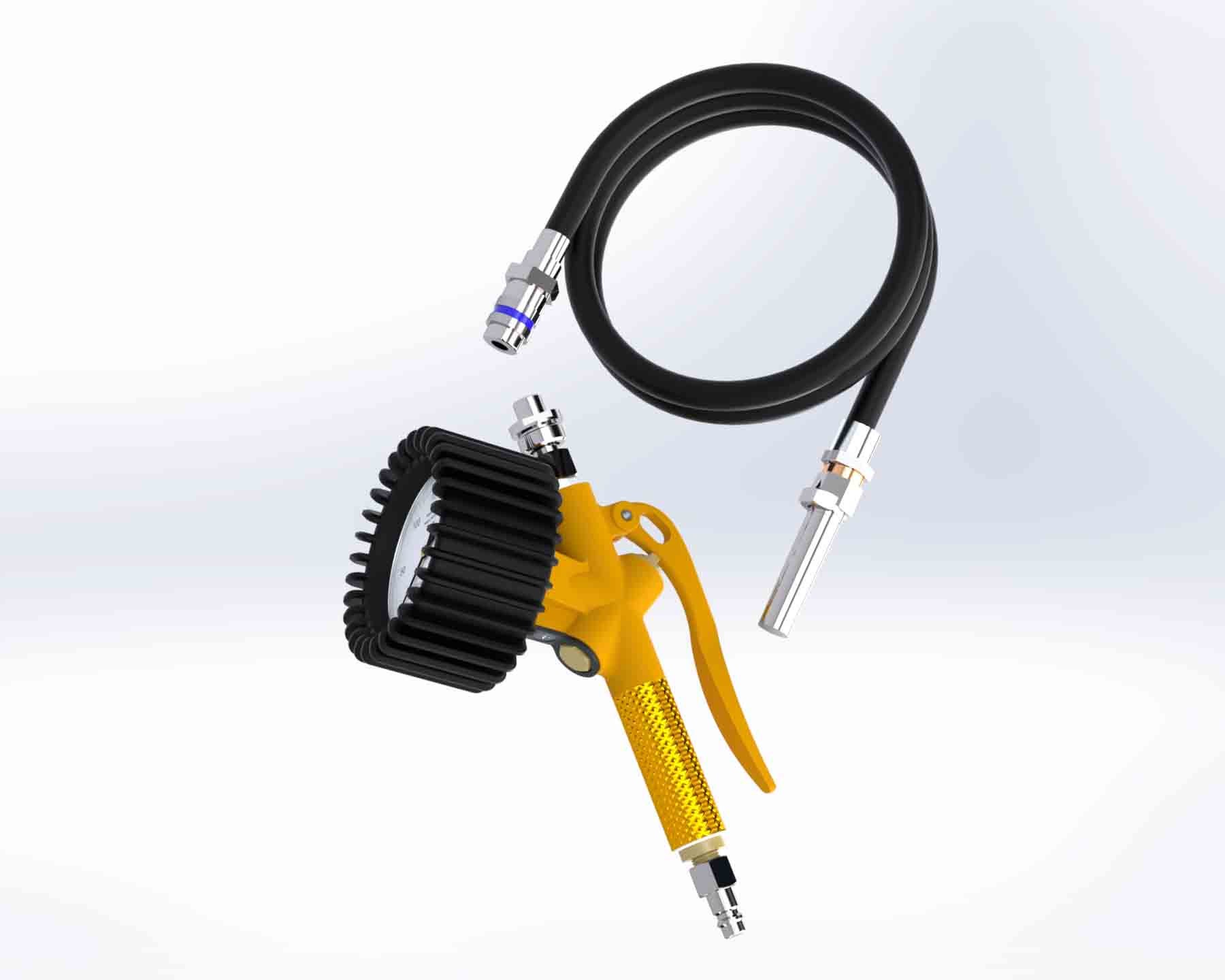 Tyre Inflator Tool - Gauge & 12v Hose (long reach adapter)