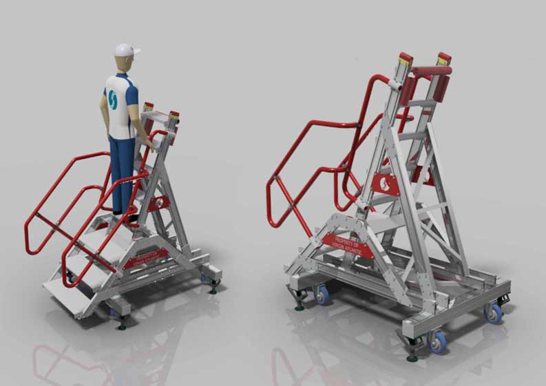 Avionics Bay - H1.25 x L1.0 x W 1.0m - 5 Step - Hop Up Step (H0.2m)folding and sliding rails